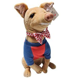 Tuna Melts My Heart Chiweenie Dog 12 inch Plush Underdog Overbite Bowtie Hearts